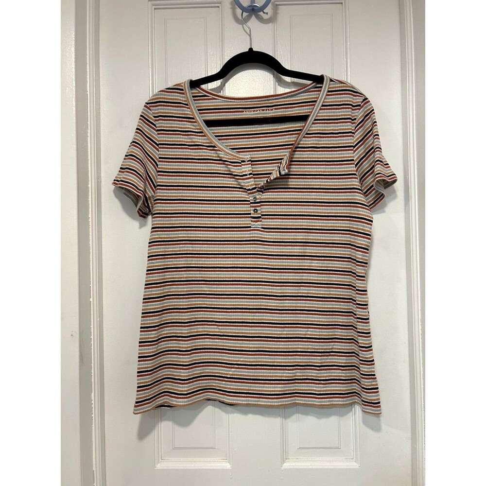 American Eagle Striped Ribbed Shirt